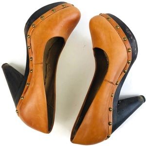 Seychelles Anthro Leather Platform Studded Heels